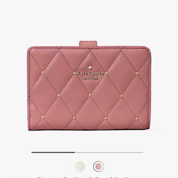 Kate Spade Carey Quilted Studded Medium Bifold Wallet in Pomegranate - Picture 6 of 7